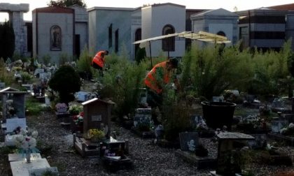 Cimitero lavori per diserbare le tombe abbandonate