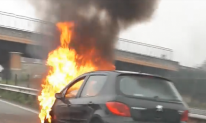 Conducente salvo per miracolo sulla A26: auto a fuoco