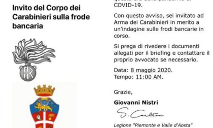 False mail dei carabinieri, attenzione al tentativo di truffa