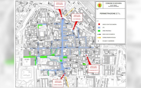 Attivazione della nuova Ztl h24 a Novara e numero verde per informazioni