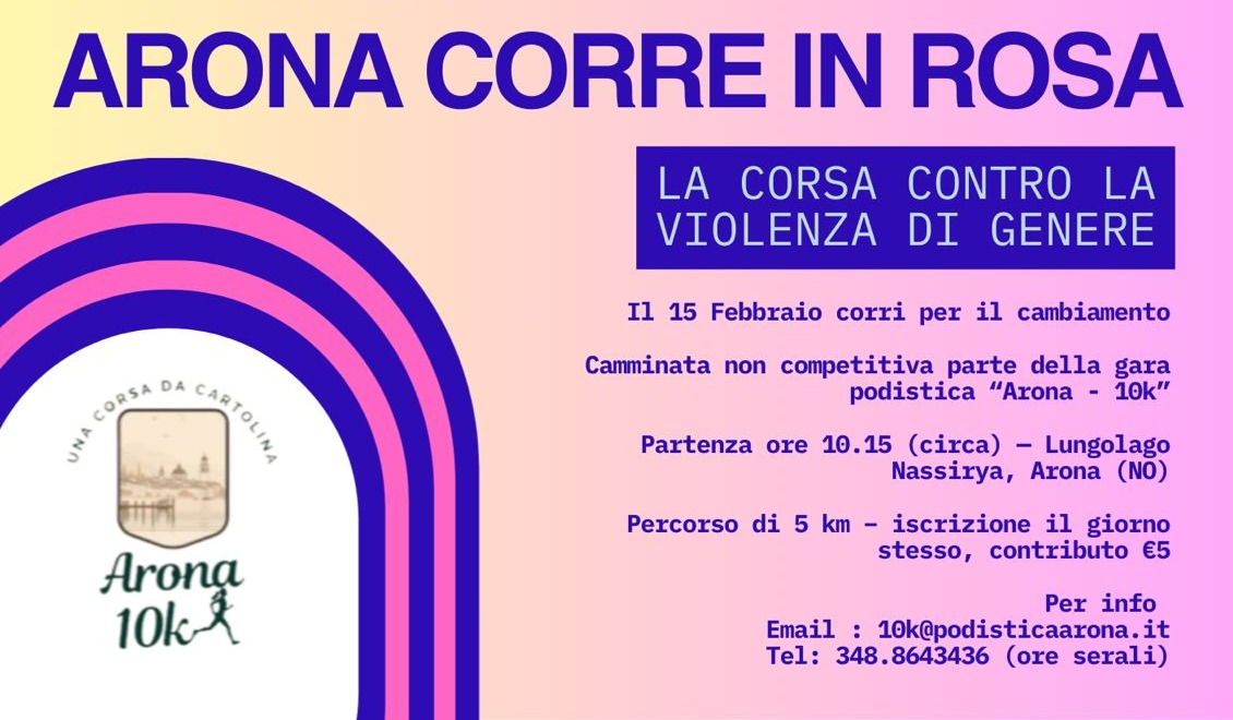 “Arona corre in rosa”: evento del 15 febbraio