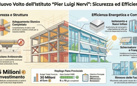 Investimenti PNRR nelle scuole superiori: il cantiere al “Nervi” di Novara verso la conclusione