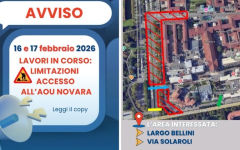 Modifiche alla viabilità all’ospedale Maggiore di Novara il 16 e 17 febbraio