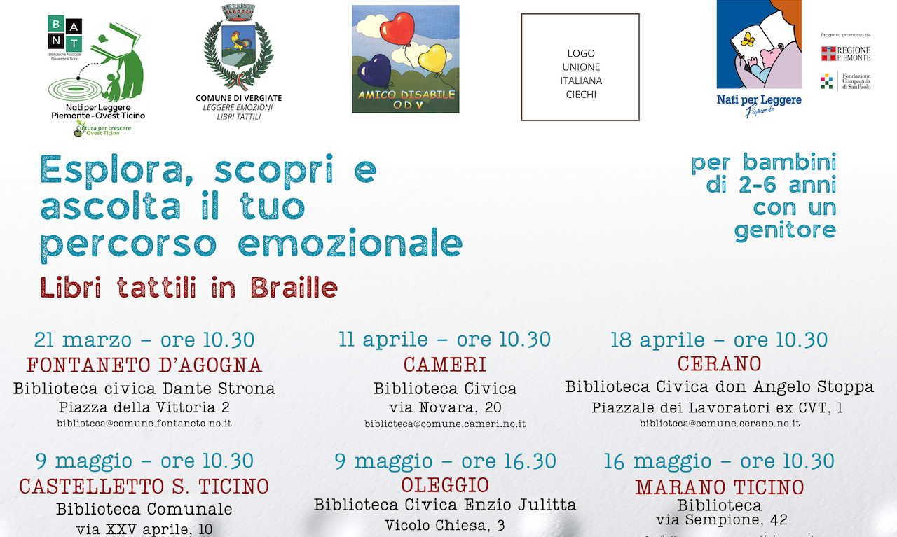 Il Coordinamento Nati per Leggere Ovest Ticino lancia eventi sui Libri Tattili in Braille