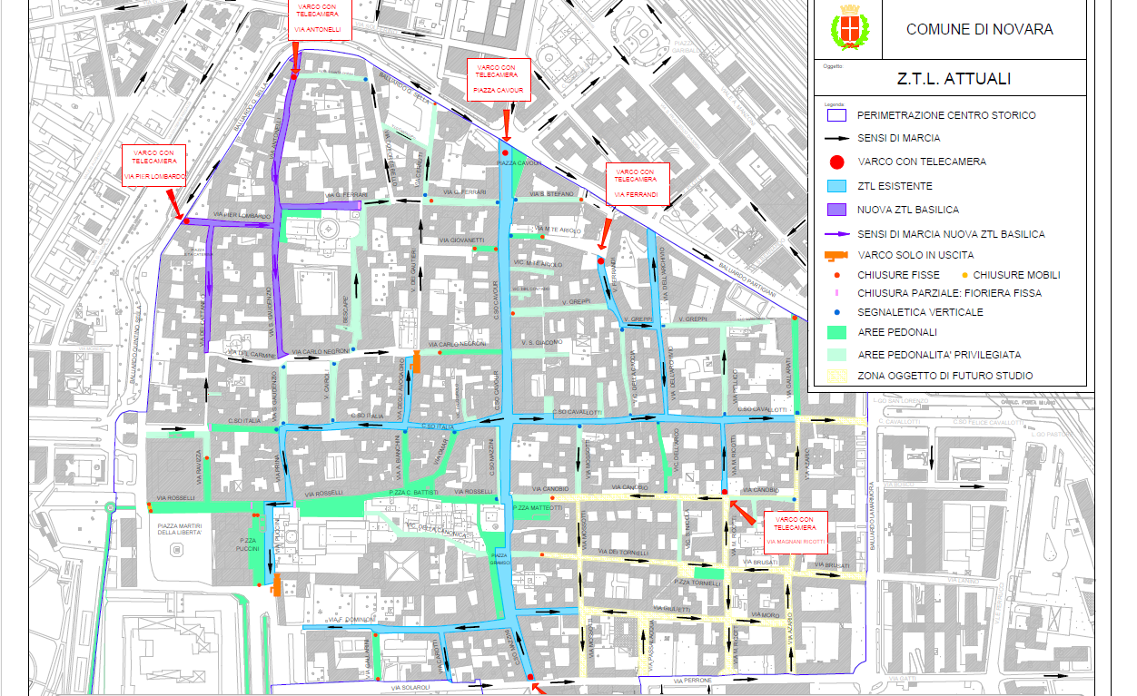 Dal 1° maggio parte la fase 2 della Ztl a Novara: cambiamenti nella viabilità del centro