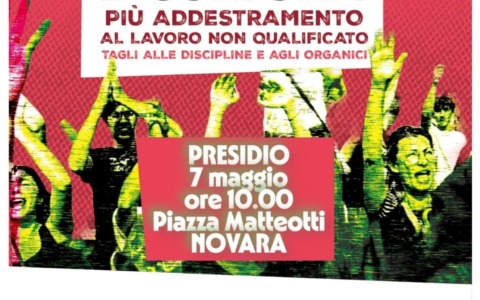 Presidio a Novara il 7 maggio per gli istituti tecnici: “Fermare la riforma che penalizza il futuro”