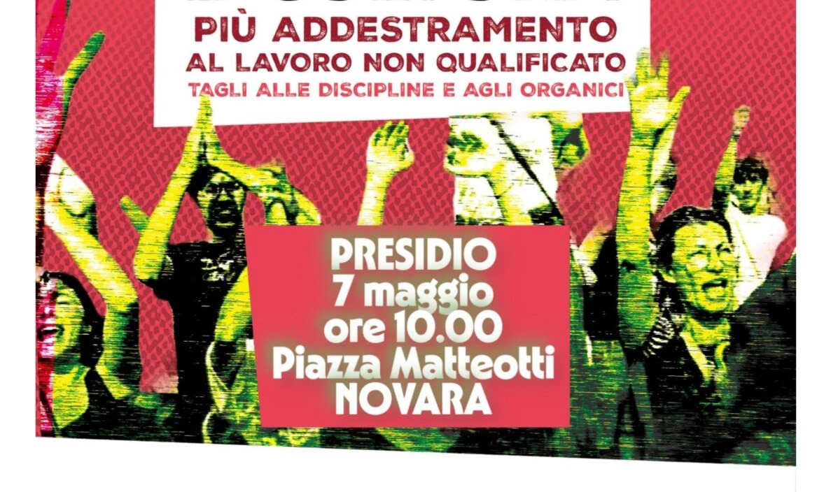 Presidio a Novara il 7 maggio per gli istituti tecnici: “Fermare la riforma che penalizza il futuro”