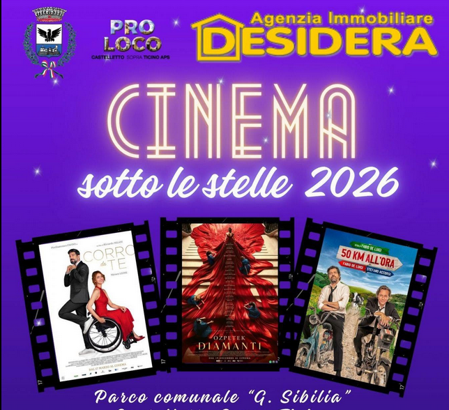 Questa sera a Castelletto inizia il Cinema sotto le stelle